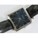 A Gant USA 1949 gents stainless steel wristwatch having square navy blue dial with white metal