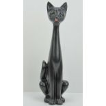 A Jema Holland cat figurine in rare black colour with green eyes, No 455. 38cm high.