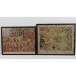 A pair of early 20th century coloured Moghal battle prints.