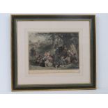 A delightful hand coloured steel engraving by Goodall entitled 'Hunt the Slipper', 21 x 26cm.