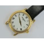 An 18ct gold plated Raymond Weil ladies wristwatch, strap a/f.