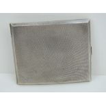 A HM silver cigarette case by Walker and Hall, gilded interior, single elasticated strap,