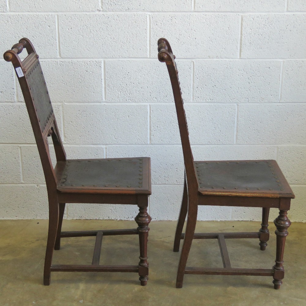 A good pair of Victorian high back oak f - Image 3 of 3