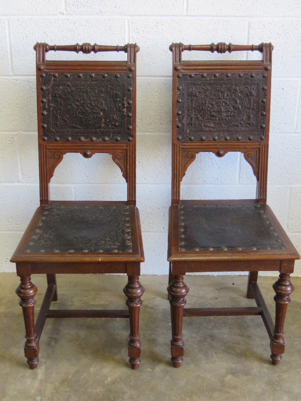 A good pair of Victorian high back oak f