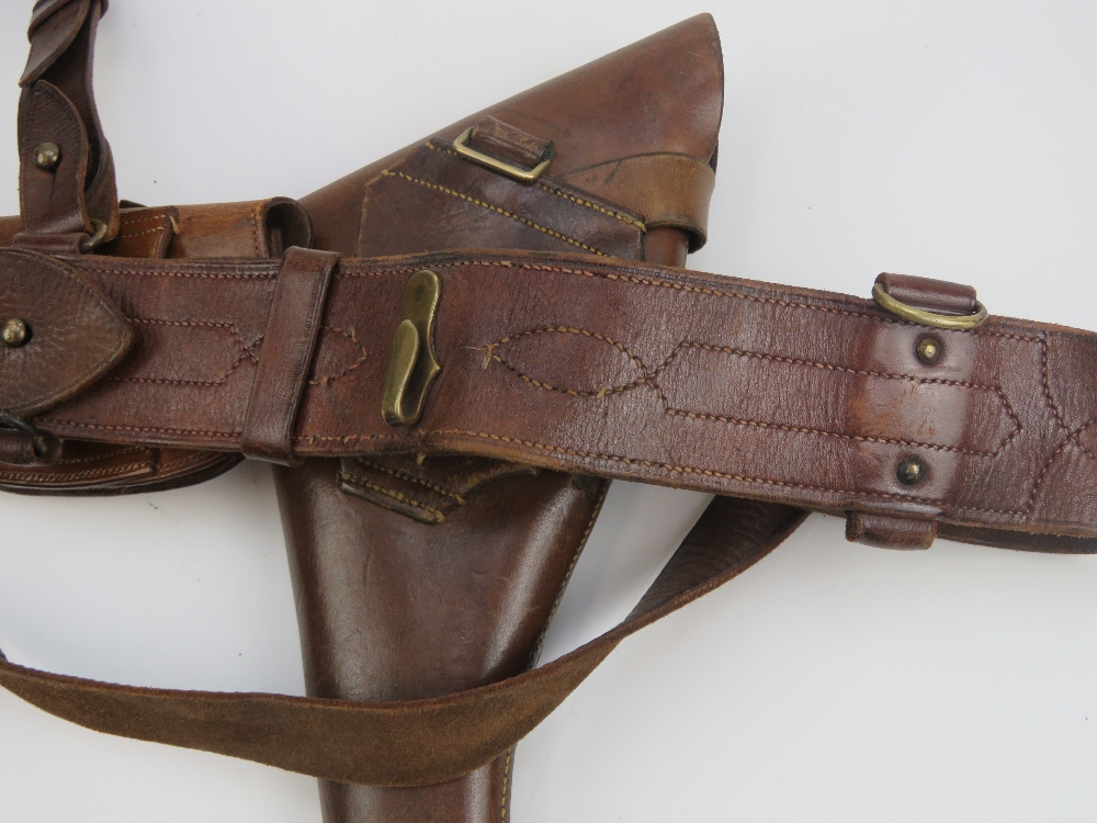 A WWI British Military Officers Sam Brown leather belt with shoulder strap and Webley . - Image 6 of 6