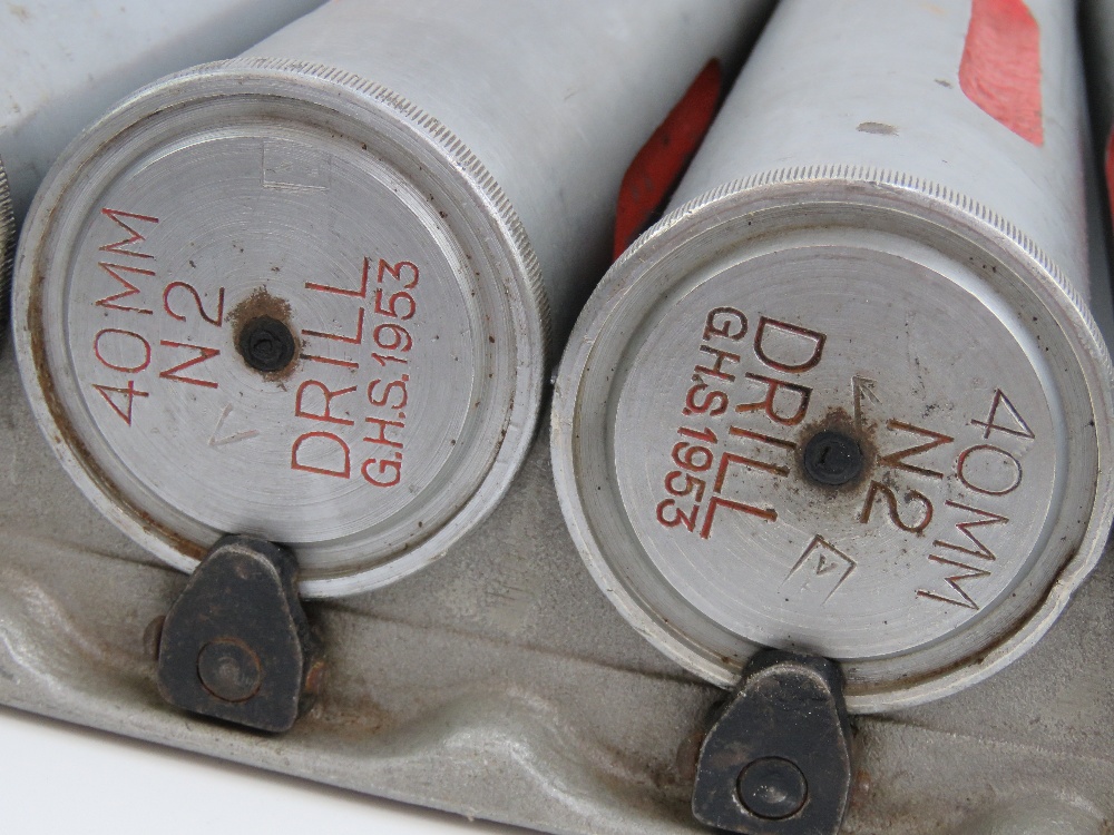 A set of four Bofors 40mm 2N inspection rounds 45cm high complete with clip. - Image 4 of 4