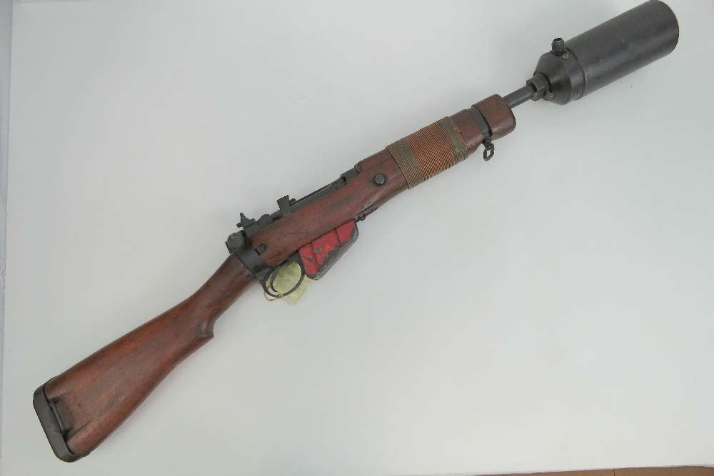 A deactivated (EU Spec) Lee Enfield grenade launcher with bolt action, non firing mechanism.