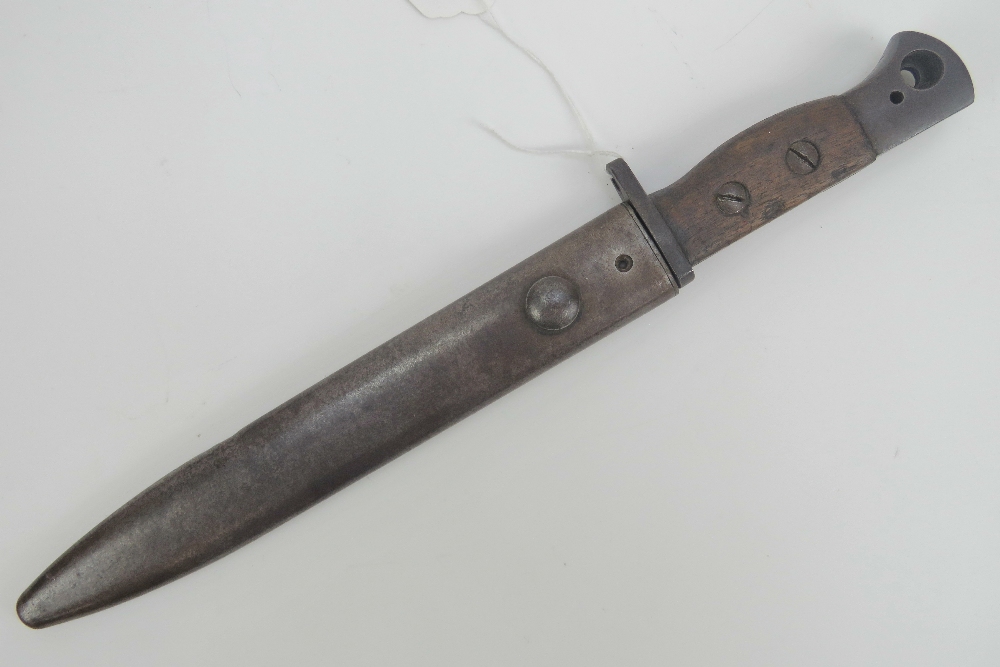 A British Military improvised cut down jungle fighting knife made from a Lee Enfield No 5 bayonet,