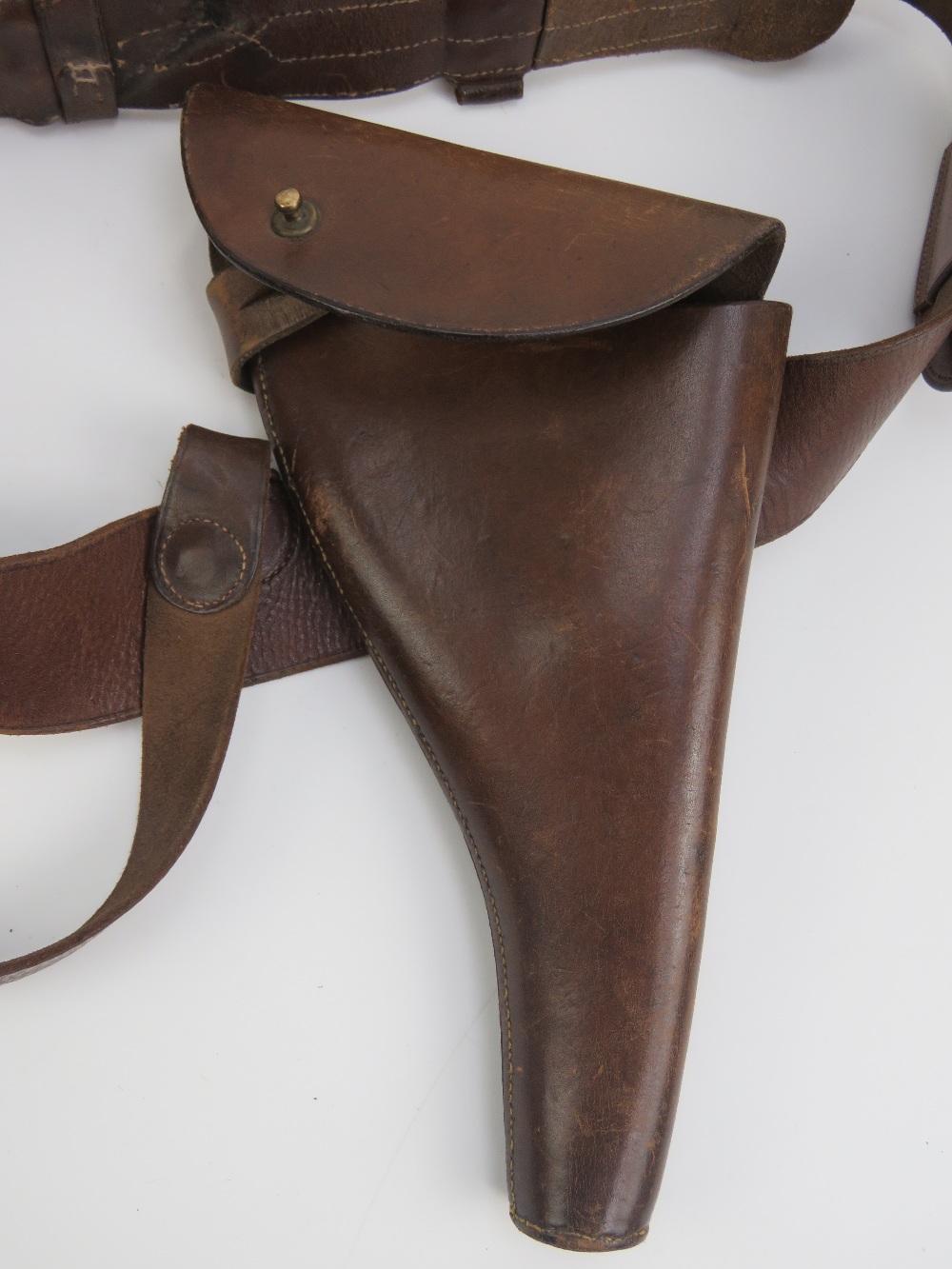 A WWI British Military Officers Sam Brown leather belt with shoulder strap and Webley . - Image 2 of 6