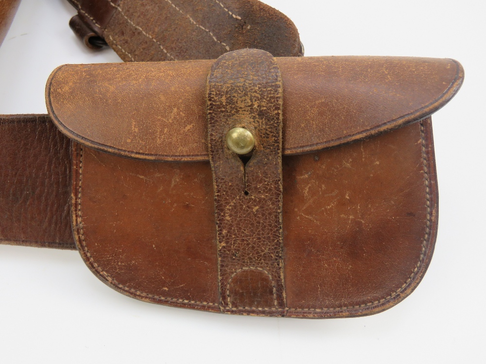 A WWI British Military Officers Sam Brown leather belt with shoulder strap and Webley . - Image 4 of 6