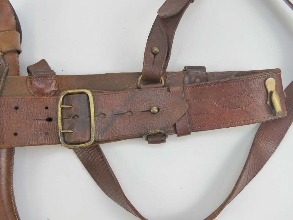 A WWI British Military Officers Sam Brown leather belt with shoulder strap and Webley . - Image 5 of 6