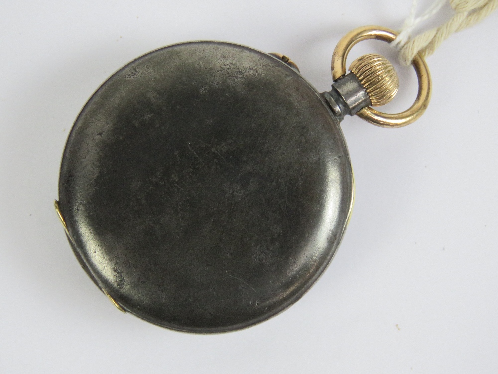 A c1920s open face top winding chronograph pocket watch with gun metal case, - Image 2 of 2