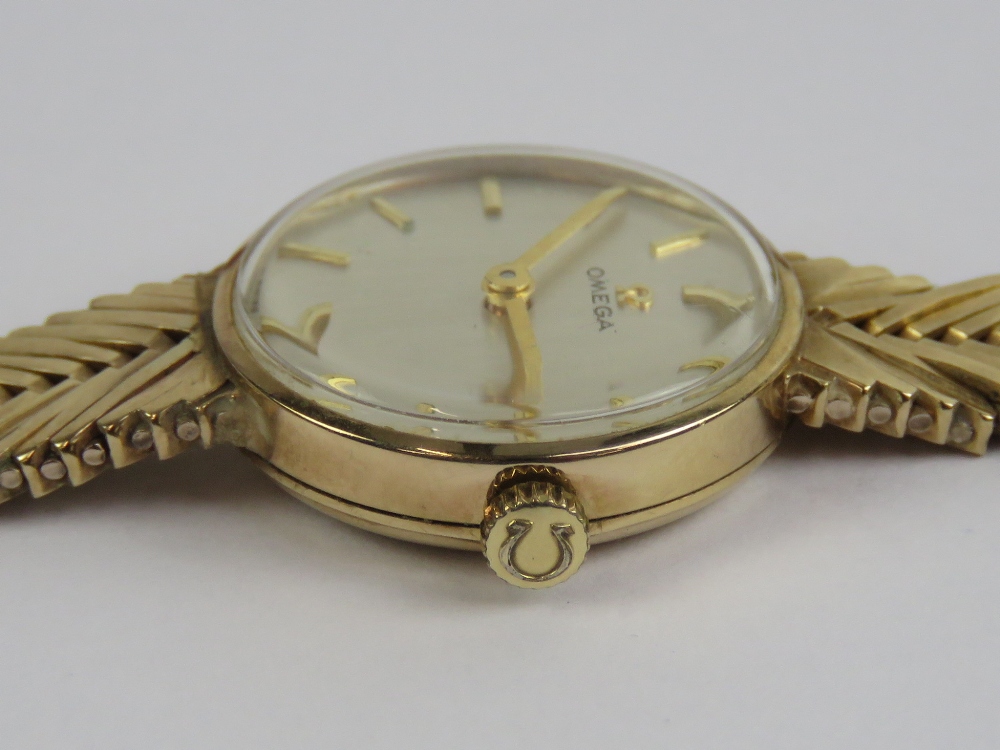 A 9ct gold ladies Omega cocktail wristwatch complete with integral 9ct gold strap, hallmarked 375, - Image 3 of 8