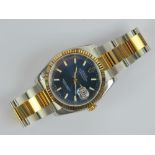 A Rolex Oyster Perpetual Datejust superlative chronometer 'Officially Certified' having navy blue