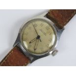 A c1940s Swiss gentleman's Glycine military style watch with 17 jewel movement having silvered dial