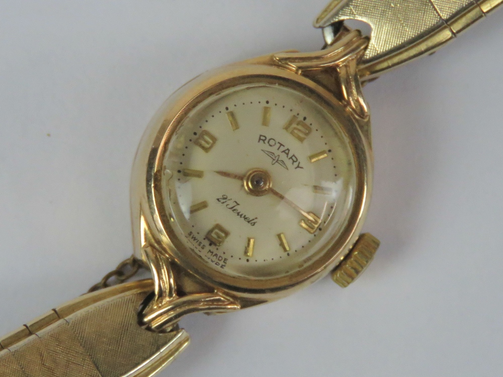 A 9ct gold ladies manual wind Rotary cocktail watch having cream dial with yellow metal hands and