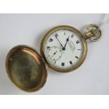 A full hunter top wind pocket watch with gold filled case,