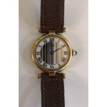 A Must De Cartier silver gilt wristwatch having Quartz movement,