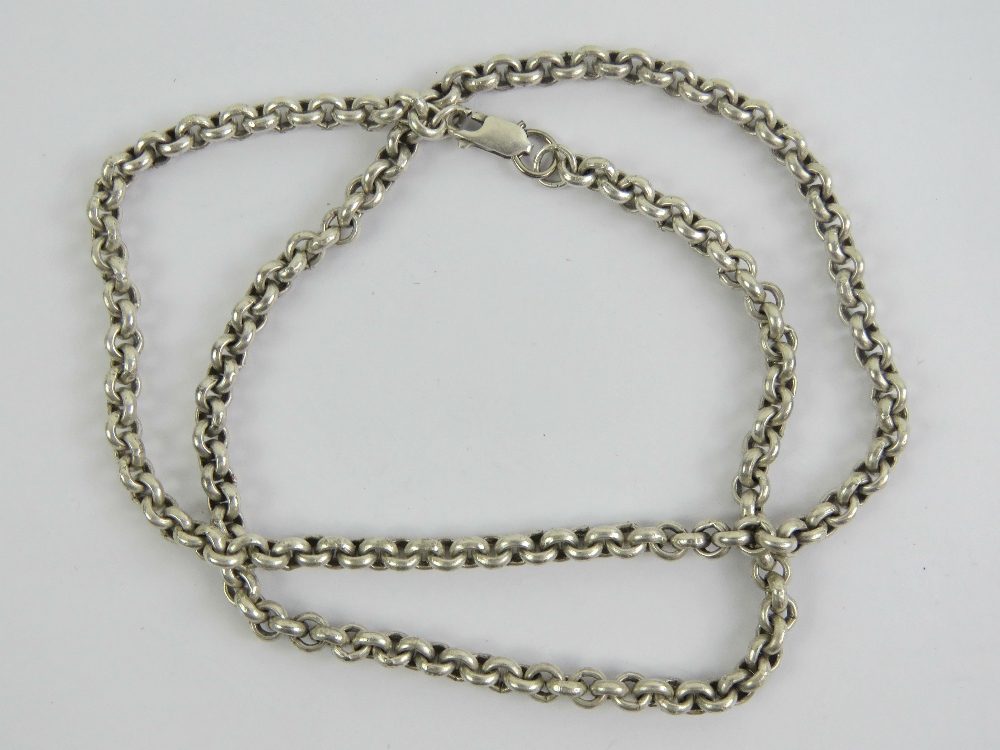 A heavy silver belcher link chain necklace hallmarked 925, measuring 52cm in length, 1.26ozt.