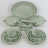 A quantity of Spode 'Flemish Green' dinnerware including two tureens with lids, sauce boat and dish,