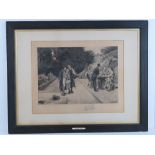 An Edwardian monochromatic print entitled' Uninvited Guests' signed in pencil lower left by the