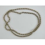 A heavy HM silver rope twist chain necklace, hallmarked 925, 61cm in length, 29.7g.