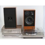 A Sony c1980s sound system including tun table, amplifier, tape deck, speakers, etc.
