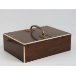 An Edwardian double sided hinged cigar box having brass carry handle, 29 x 20cm.