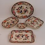 Five assorted Masons Ironstone Mandalay pattern trays.