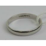 A platinum band having London 950 hallmark upon, size O, 3.