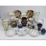 A quantity of assorted ceramics including two Victorian celebration mugs having gilt decoration
