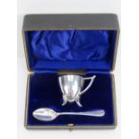 A HM silver egg cup and spoon in original fitted box,