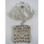 A vintage handmade beaded ladies evening bag, together with another evening bag. Two items.