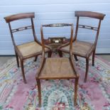 Three (2+1) mahogany framed cane seated chairs being a matched pair together with a single chair