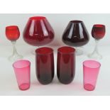 A quantity of Cranberry glass and ruby glass.