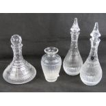 A pair of Stuart crystal decanters one with label and box, each with original stopper.