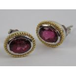 A pair of 18ct gold pink tourmaline stud earrings,