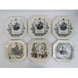 A quantity of six Victorian Prime Minister transfer printed plates including Gladstone x 2 (Hines