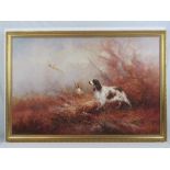 Oil on canvas; contemporary study of spaniels, pheasant beyond, signed lower left Kingman,