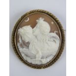 A superb large mid-Victorian shell cameo having finely carved depiction of Eos and Selene (Greek