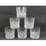 A set of six fine lead crystal engraved and faceted large tumblers.
