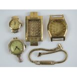 Two vintage 9ct gold ladies cocktail watch heads with movements,
