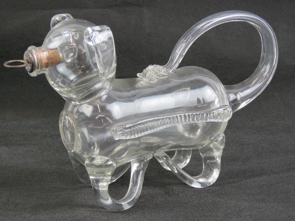 A decanter in the form of a dog with nose stopper, six dog themed gilded tumblers, - Image 3 of 3