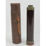 A 19th Century Dollond London four drawer brass telescope having end cap and pigskin leather case,