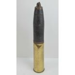 A Royal Artillery 25lb shell in case, 61