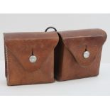 A Swiss leather double ammo pouch dated
