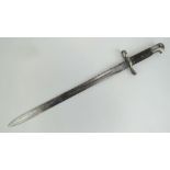 A British Military Mk1 1868 Martin Henri artillery carbine saw back sword bayonet with maker marks