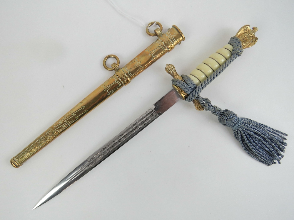 A WWII German Naval Officers dagger with hammered pattern scabbard, - Image 2 of 5