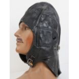 Leather flying helmet. Early and very rare example with black lining inside.