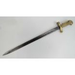 A US Navy issue Springfield model 1870 rifle sword bayonet, made by G G Ames. Blade measuring 20".